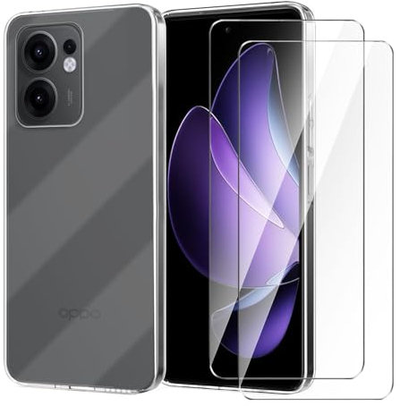 Wanglaism Hülle Kompatibel mit Oppo Reno13 F/Reno13 FS 5G Handyhülle mit 2 Stück Schutzfolie Gehärtetes Glas - Transparent Weiches Silikon stoßfest Schutzhülle Tasche