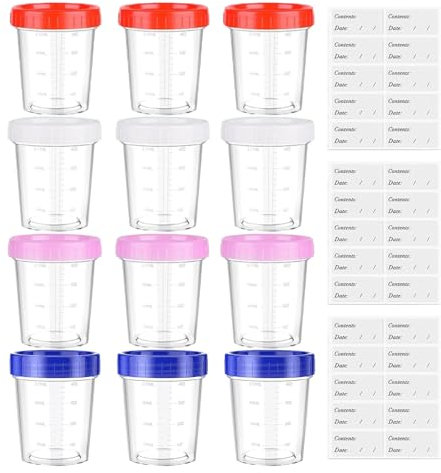 XLTXWD 12 Pcs Small Food Containers with Lids,120ML Snack Containers with Lids, Snack Pots Plastic Pots Reusable Boxes Jars for Lunch Yogurt and Salad Microwave and Fridge