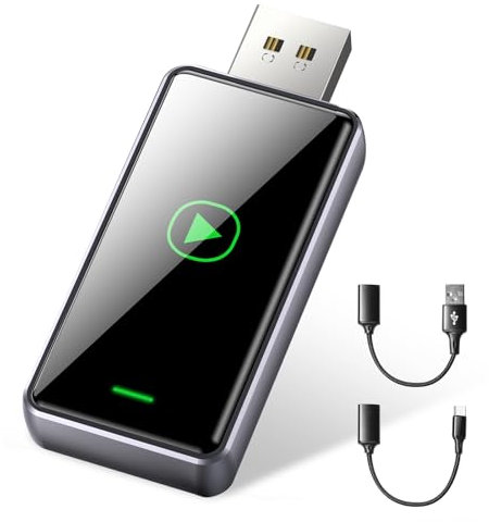 Alltotive S1 Adaptador CarPlay Inalámbrico para Coche con CarPlay por Cable, Convierte CarPlay con Cable a Inalámbrico, USB A/C Plug and Play, Compatible iOS 10+ y Coches con Car Play