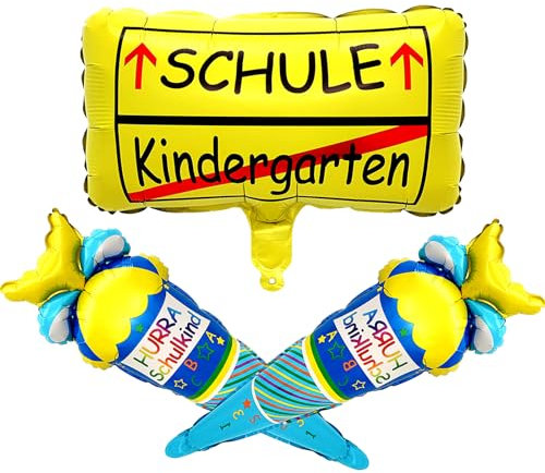 3 pcs folienballon einschulung deko, einschulung junge schulstart deko, ABC Zuckertüten Helium Ballon, Schulanfang Deko Jungen,Für Eröffnungsparty, einschulungsgeschenk (Blau)