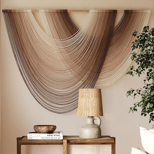 Flber Makramee-Wandbehang im Boho-Stil mit Dip-Dye-Effekt, handgefertigte Wandkunst aus Fasern für Schlafzimmer und Wohnzimmer, 145 cm B x 99 cm L