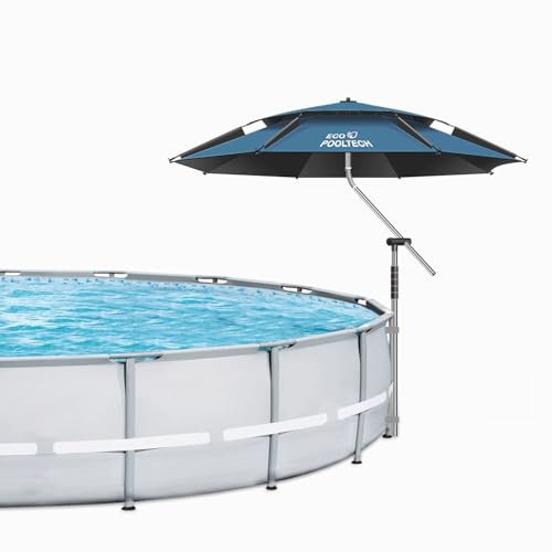 ECO POOLTECH Sombrilla de Piscina Giratoria 360° para Piscinas Exteriores para Piscinas ovaladas o Rectangulares, Sombrilla Multifuncional para Jardín/Cubierta de Piscina/Jardín/Accesorio de Piscina
