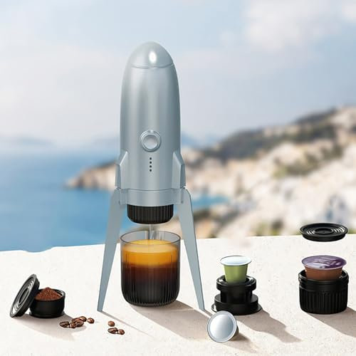 Machine à expresso portable, petite cafetière à capsules 3 en 1 avec pression de 19 bars, pas de chauffage nécessaire, autonomie de 120 minutes pour l'extérieur, les voyages, le camping