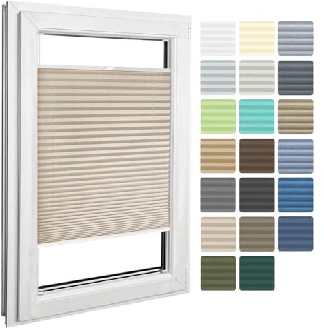 Home-Vision Premium Plissee zum Anschrauben Cappucino B80cm x H120cm | Blickdichtes Fensterrollo mit Halterungen zum Bohren in der Glasleiste Sonnenschutz Jalousie für Fenster & Türen