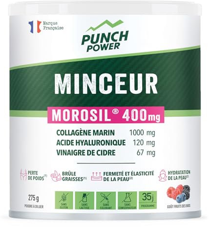 PUNCH POWER Morosil Perte de Poids -Collagene Marin, Morosil, Acide Hyaluronique, Vinaigre de Cidre - Perte de Poids, Bruleur de Graisse Puissant, Ventre Plat - Poudre Minceur Fruits des Bois 275g