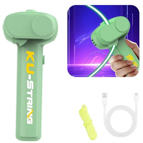 SYFUNLV Lanceur à Corde,Glow in The Dark Lasso,Lasso String Shooter pour Enfants,Hélice de Lanceur,Fidget Toy de Décompression,pour Chats Chiens Enfants Adultes (Vert)