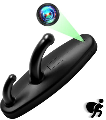 LXMIMI Kleiderhaken Kamera, HD 1080P Kleidung Hängen Kamera, Kleine Videokamera mit Bewegungserkennung und Loop-Aufnahme (Schwarz)