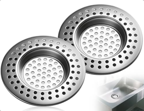 Emezddo 2 Stück Abflusssieb,Edelstahl Löcher Waschbecken Dusche Haarsieb,Duschablauf Abdeckungen,Haarfänger Stopper,verwendet für Badezimmer Küche(Silber)