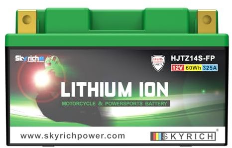 Skyrich HJTZ14S-FP 12V 5Ah LiFePO4 Motorcycle Lithium Battery,Replace YTZ12S YTZ14S,325CCA,Maintenance-Free, Lightweight, High-Performance Powersport Battery