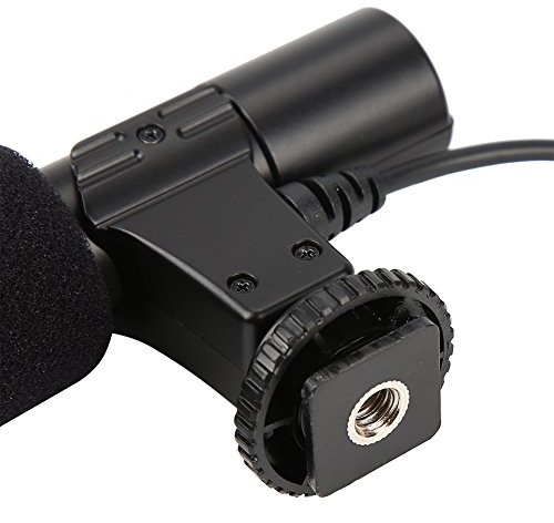 Akozon High Performance Lightweight Portable Condenser Microphone With Windscreen For Camera And Camcorder
