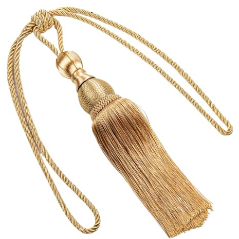 Vorhangquasten-Raffhalter zum Aufhängen, Vorhanghalter, Gürtel, Seile, stanzfrei, lebendiges Quasten-Kugelseil (Gold)