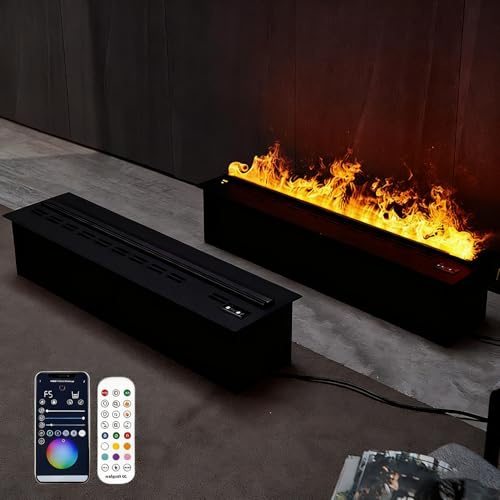 3D Water Vapor Fireplace,Fire Places Electric Fireplace–Remote&App-Controlled with 9 Flame Colors,3D Simulation Flame, Touch Panel, Auto Water Refill, Safe Humidifier for Dry Air Relief 1000mm/39.3in