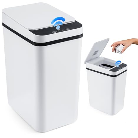 FERNVALE Smart Touchless 10L Bathroom Trash Can – Automatic Motion Sensor Garbage Bin with Lid, Slim Waterproof ABS Electric Waste Bin for Kitchen, Office, Bedroom