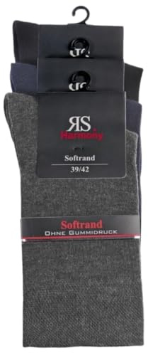 RS Harmony 3 Paar Herren Socken Softrand handgekettelte Fußspitze verstärkte Ferse & Spitze Baumwolle 80% Business & Alltag