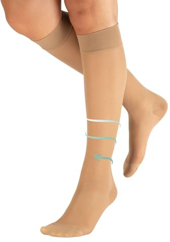 CALZITALY PACK 1/2 Kniestrümpfe mit Abgestufter Kompression, Kompressionsstrümpfe Unisex, 70 DEN, 10-14 mm/Hg | Made in Italy (Hautfarbe, XS/S)