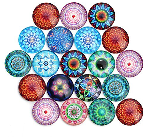 ULTNICE 20pcs Glas Cabochons Mosaik bedruckte Glas halbe runde Kuppel Cabochons für Schmuck machen Mischfarbe