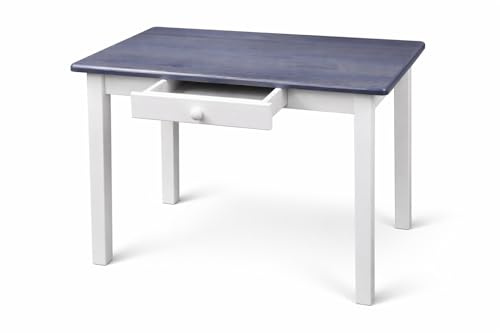 Magnetic Mobel Esstisch mit Schublade Küchentisch Tisch Restaurant Massiv Holz Kiefer (60x80, Grau/Blau)