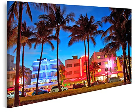 islandburner Bild auf Leinwand Miami Beach Florida Hotels Restaurants Sunset Ocean Drive Nachtleben Bilder Wandbilder Poster