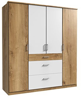 Wimex Kleiderschrank/ Drehtürenschrank Click, 4 Türen, 3 Schubladen, (B/H/T) 180 x 199 x 58 cm, Plankeneiche/ Absetzung Weiß