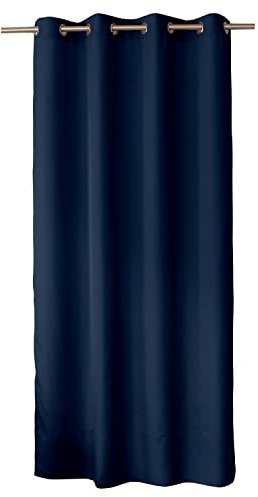 ED ENJOY HOME Rideau Décoratif à Œillets argentés, 140x240 cm, Bleu Marine, 100% Polyester, Satiné, Collection Basic