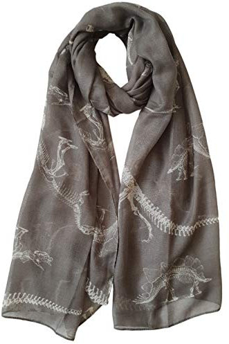 GlamLondon Damen-Schal mit Dinosaurier-Aufdruck, grau, 42