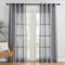 PONY DANCE Vorhänge Wohnzimmer Voile Gardinen Leinenoptik 2er Set H 210 x B 132 cm Dunkelgrau Vorhang Halbtransparent mit Ösen Fenster Gardine