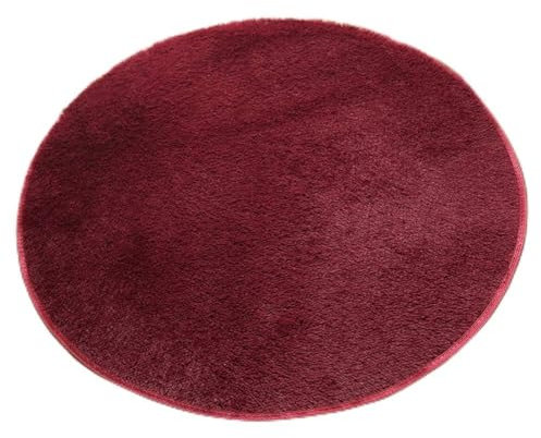 Insun Einfarbig Shaggy Teppich Hochflor Runden Teppiche Modern für Wohnzimmer Schlafzimmer Weinrot 60cm Durchmesser