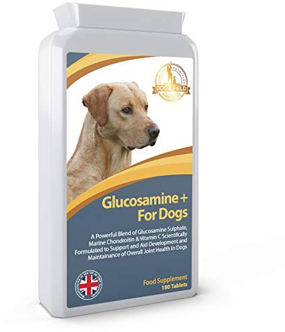Dog & Field Glucosamine+ Chondroitin Complex For Dogs(180 Tablets) - Joint Care For Dogs. Contains Glucosamine Sulphate, Vitamin C, And Chondroitin. Encouraging The Growth Of Cartilage, Hair & Nails