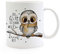 Tasse Becher mit Spruch Die Welt ist schön weil du drauf bist & Eule auf Ast Zweig Motiv Kaffeebecher Geschenk Spruchbecher ts1075 - ausgewählte Farbe: *weiß*