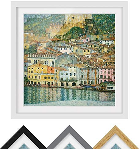 Bild mit Rahmen - Gustav Klimt - Malcesine am Gardasee - Farbe Weiß 30 x 30cm