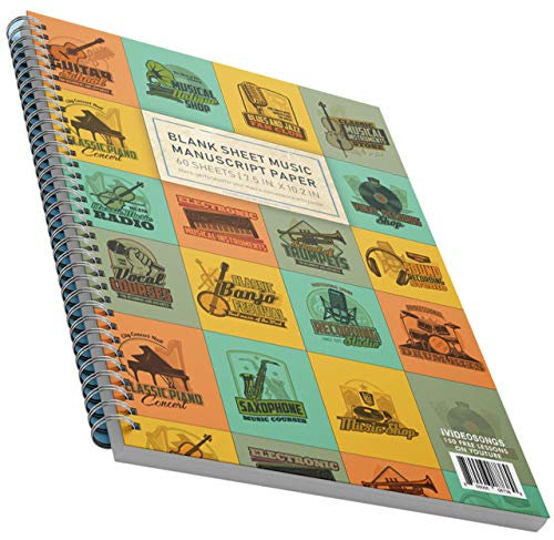 iVideosongs Notenheft, leer, 12 Stäbe pro Seite, 120 Seiten (60 Blatt), über 150 Unterrichtsstunden