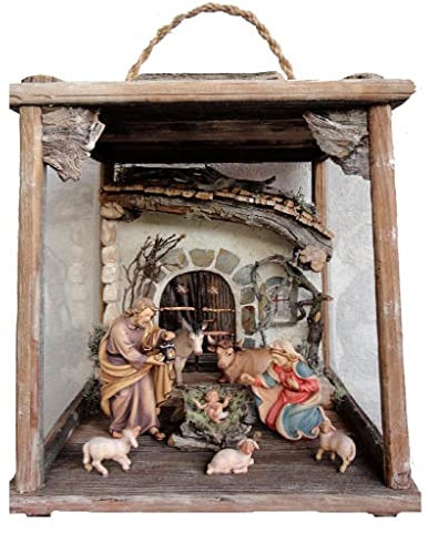 ChoralisWoodArt Weihnachtskrippe Laterne, Natur, 23 cm