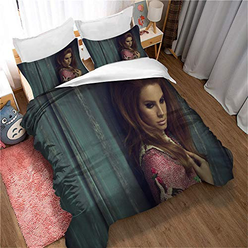 EU-VV Betten Set Für Kinder Erwachsene Mädchen Bettbezug Set Bettwäsche Set Lana Del Rey Dekor (Bild 06,Einzel (135x200cm))