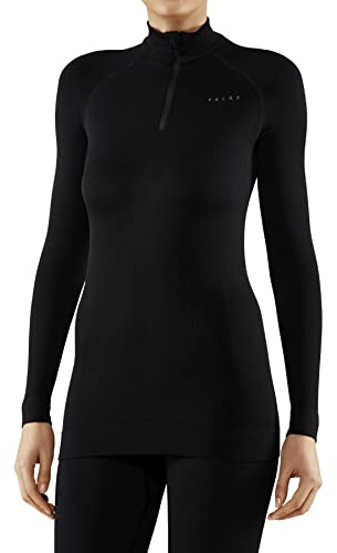 FALKE Damen Maximum Warm High Zip Neck Funktionsshirt Langarm schnelltrocknendes atmungsaktives nachhaltiges Funktionsmaterial kalte bis sehr kalte Temperaturen Funktionsunterwäsche 1 Stück | aus Merinowolle für kalte bis sehr kalte Temperaturen