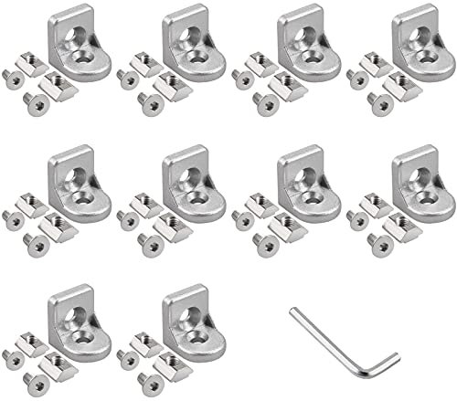 Kamtop Winkelverbinder Eckwinkel Befestigungsmaterial 10× Lenkwinkel Eckverbinder Befestigung Aluprofil Winkel für 20 x 20 Aluprofil Nut 6 Streben Aluprofil 3D-Druckerzubehör