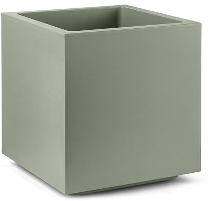Veca Garden Vaso Cubo Matheria, Fioriera in Resina Effetto Pietra e Cemento, Doppia Parete con Isolamento Termico, Tecnologia Rotazionale, Prodotto in Italia, Resistente a UV e Gelo, Varie Misure