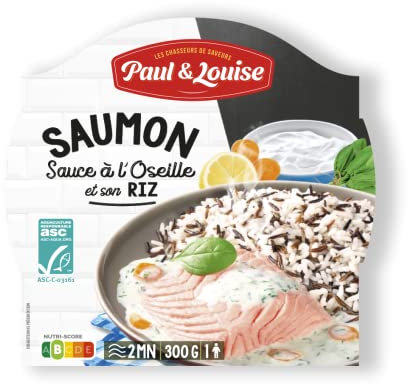 Paul & Louise Saumon sauce à l'oseille et son riz 300g - Prêt en 2 min - 100% Poisson certifié ASC