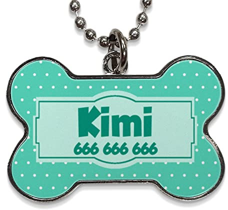LolaPix Chapa Perros Personalizadas con foto, texto o imagen. Placas para Perros. Chapa metálica con forma de hueso. Regalo personalizado. PUNTOS VERDE