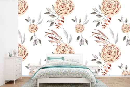 Selbstklebend Tapete Wandpapier Wandaufkleber Fototapete Tapeten Wanddeko 525x350 cm Rosen - Gold - Braun - Weiß