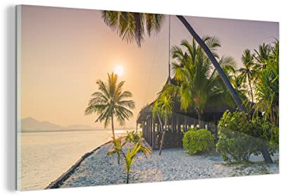 MuchoWow Glasbild Glasfoto Wandbild Bilder Deko 40x20 cm Strand - Palmen - Thailand