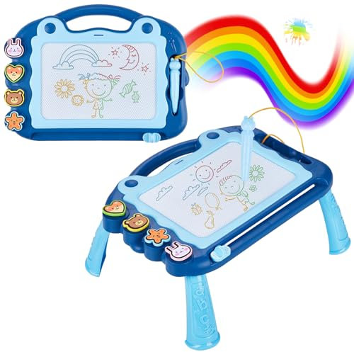 Eucomir Magnetische Maltafel Zaubertafel,Magnetische Zaubertafeln Kinder mit 4 Form Stempel,Spielzeug zum Schreiben,Malen und Lernen,23 * 30CM,für Kinder ab 3-7 Jahre Geschenk,Himmelblau