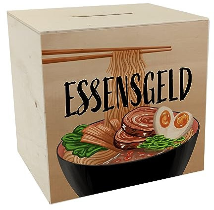 Essensgeld Ramen Spardose aus Holz Sparbüchse für Fans der asiatischen Küche Ramen-Nudeln hochwertige Geldbüchse für leckeres Essen und Restaurantbesuche