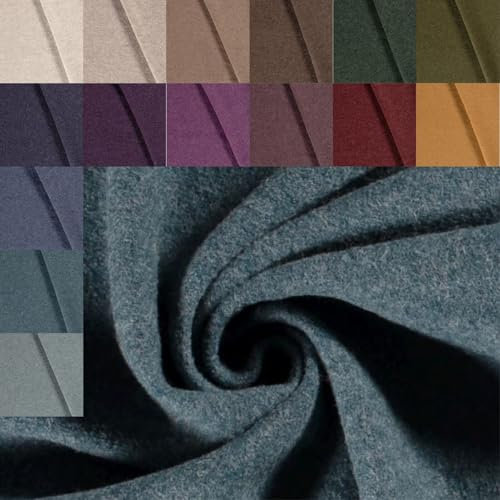 Walkloden Meterware uni meliert - Walkstoff, Mantelstoff, Trachtenstoff, Wollwalk, Loden, Wollstoff, 100% Schurwolle/Wolle * ab 50 x 140cm, Farbe: 024 petrol
