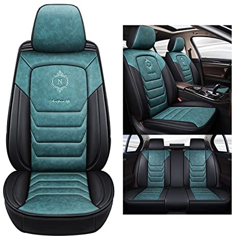 LADUMU Sitzbezüge Auto Universal Set Zubehör für Opel Tigra TwinTop/Speedster/Signum/Omega A/Omega A Caravan/Omega B1/Omega B1 Caravan Autositzbezüge Wasserdichtes Leder, Grün