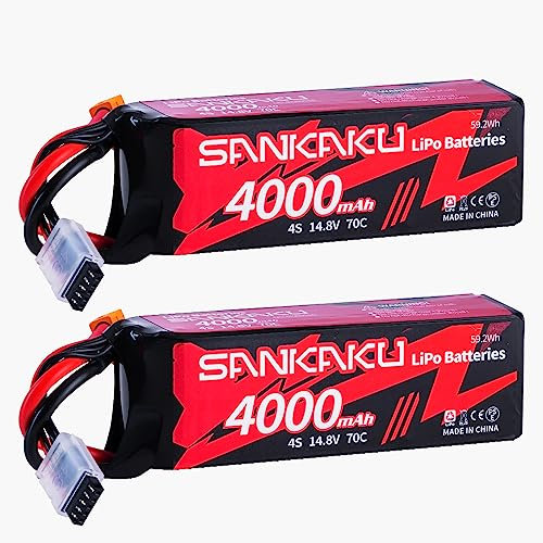 SANKAKU 4000mAh Batterie Lipo 4S 70C 14,8V Lipo Connecteur XT60 pour RC Buggy Véhicules Voiture Camion Réservoir Bateau Hobby 2 pièces