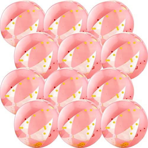 Sonarun Lot de 12 ballons de plage gonflables à paillettes or rose - Ballons de plage - Pour l'été - Pour la plage, la piscine, les jeux d'eau - Jouets hawaïens Luau - Accessoires de fête