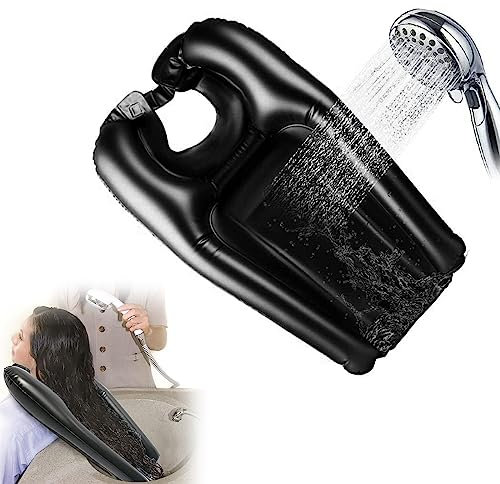 Lavatesta Portatile, Gonfiabile Lavatesta, Lavatesta Per Lavandino, Poggiatesta Per Lavare Capelli, PVC Lavatesta Gonfiabile, Per Testa Anziani,Donne Incinta,Bambini,Infortunati,Parrucchieri, Nero