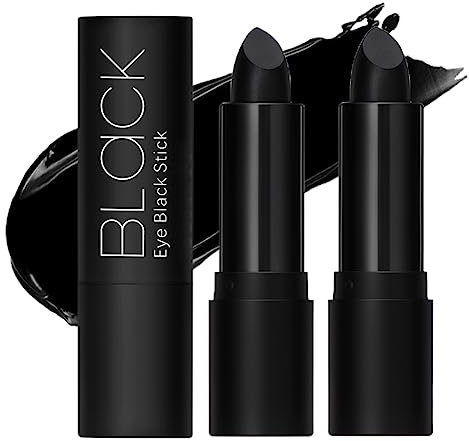 Black Face Paint, Black Body Paint Pen, Black Eye Stick Grease Waterproof Black Body Painting Stick for Halloween SFX Cosplay Football Make-up, Cream Clown (2 Pcs)