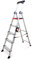 KELI - Échelle Pliable, Escabeau, Marchepied, Aluminium Robuste, Qualité Professionnelle, Poignée de Transport, Porte Outils ABS Dépliable… (5 MARCHES)