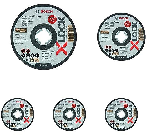 Bosch Professional 1x Standard for Inox X-LOCK Trennscheibe (für Edelstahl, Ø 125 x 1 x 22,23 mm, Gerade, Zubehör Winkelschleifer) (Packung mit 5)